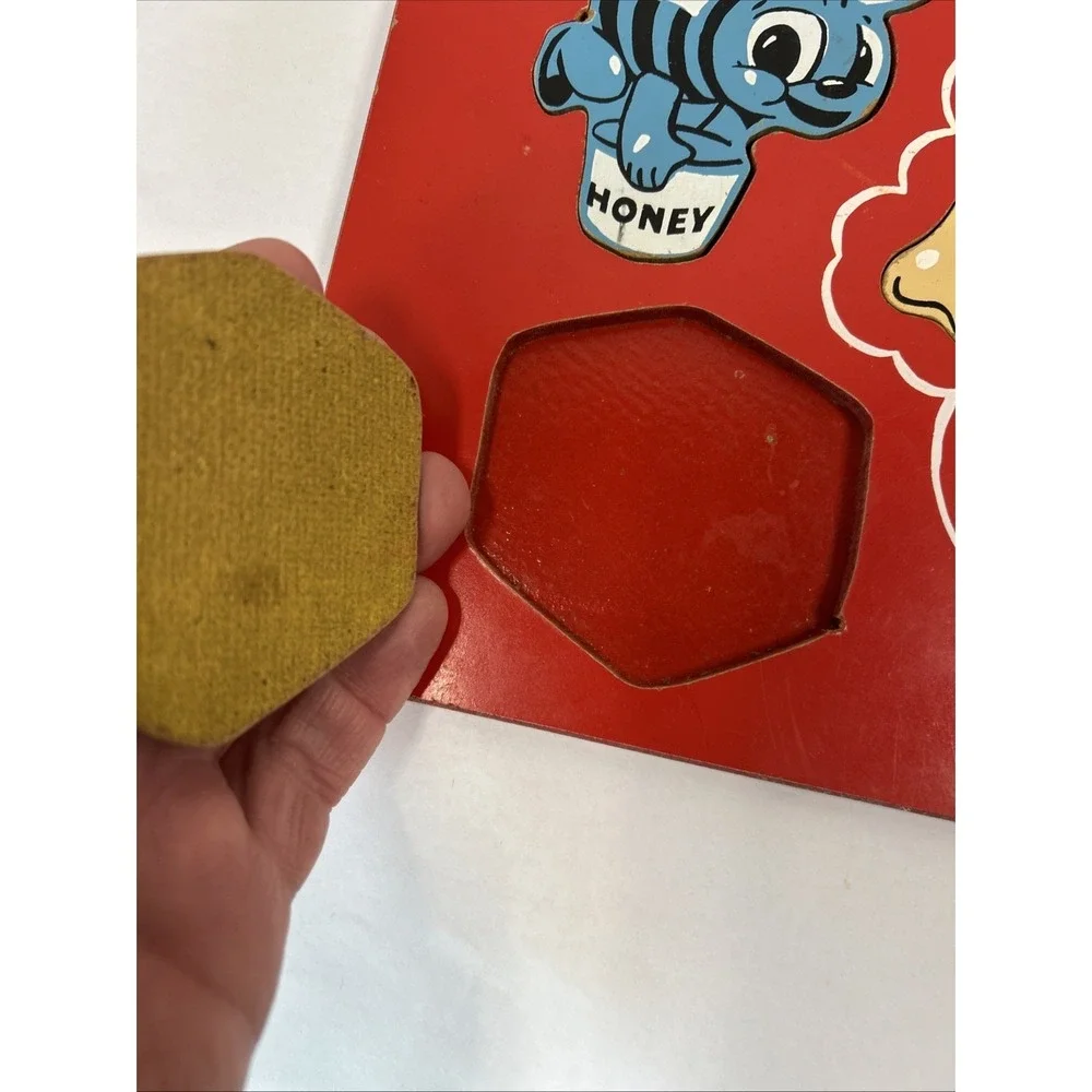 Vintage SIFO Wooden Toy‎ Puppy Honey Bee Shape Puzzle Read